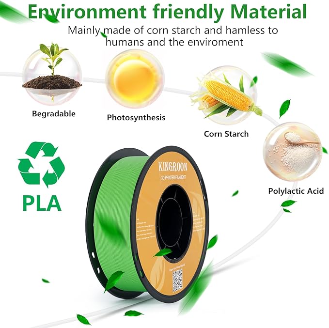 Kingroon PLA Filament 1.75mm 3D Printer Filament Bright Green Pla Filament 1kg Filament Dimensional Accuracy +/- 0.02mm, Fit Most FDM Printer,Green Apple