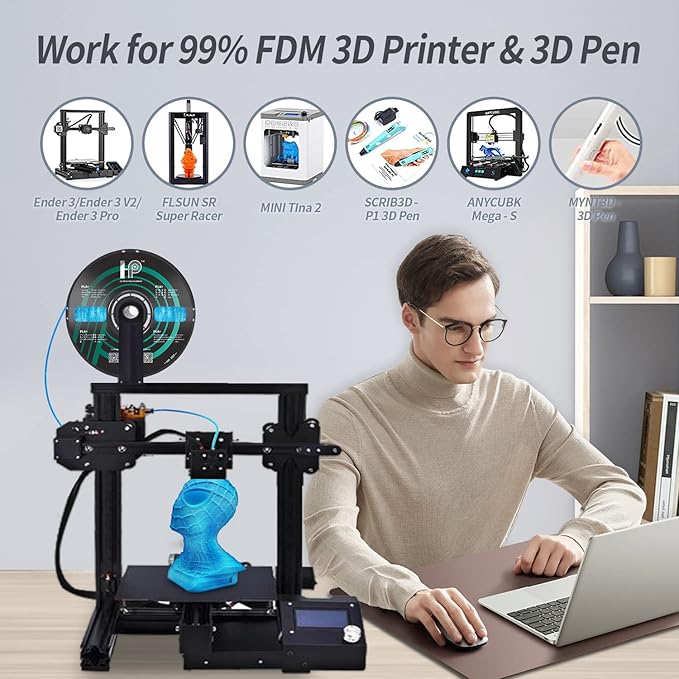 Glow in The Dark PLA Filament, 3D Printer Filament, PLA Filament 1.75mm Dimensional Accuracy +/- 0.02mm, 1KG Spool (2.2 lbs), Fit Most FDM Printer (Glow Blue)
