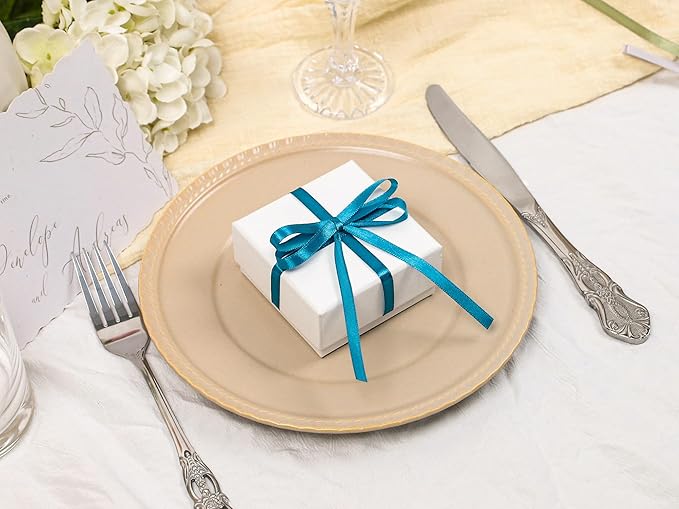 Turquoise Satin Ribbon 1/4 inch X Continuous 25 Yards, Single Face Polyester Ribbon Perfect for Gift Wrapping, Flower Bouquet, Wedding Decor, Crafts, Bow Making, Sewing and More
