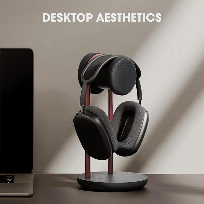 Fenge Headphone Stand for Desk, Nature Wood & Metal Headphone Holder with Storage Base, Desktop Headset Stand for Gaming Universal Headphones