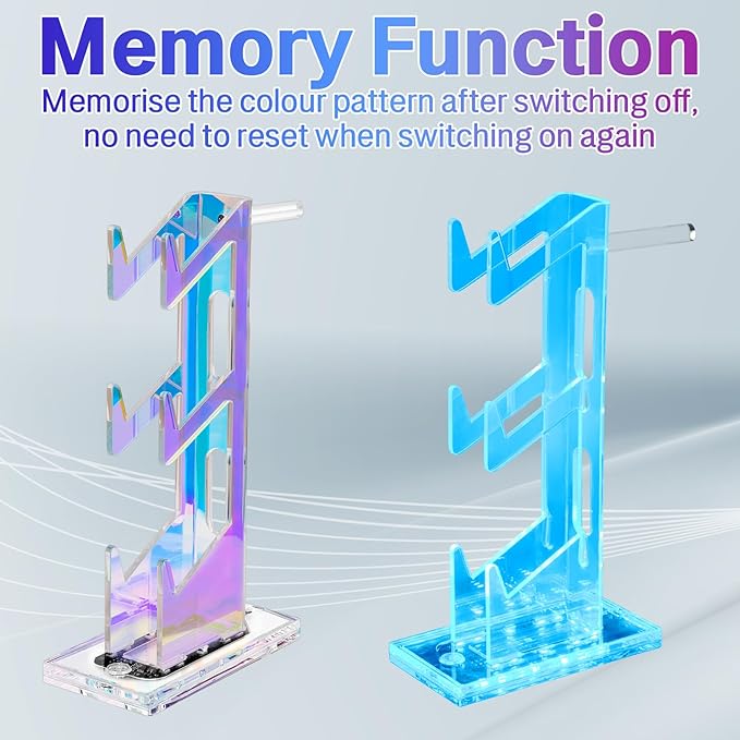 Game Controller Holder with Light Colorful Acrylic Headphones Stand with 3 Modes 7 Colors USB Charging Port for PS4, PS5, PC Universal Design (2 Tiers with Lights)