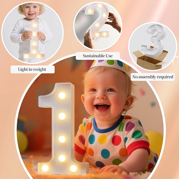 LED Marquee Light Up Numbers Sign - Lighted Birthday Numbers Sign for 10th Birthday Party Decoration, Bar Wall, Home, Table Room, Wedding and Christmas Decorations, Number 10