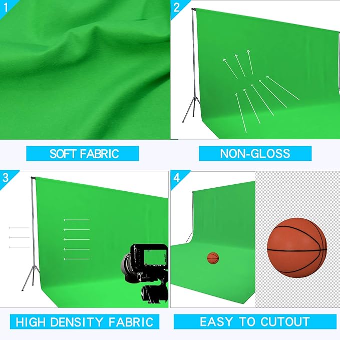 ISSUNTEX 10X12 ft Background Muslin Backdrop, Photo Studio, Collapsible High Density Screen for Video Photography and Television-Green