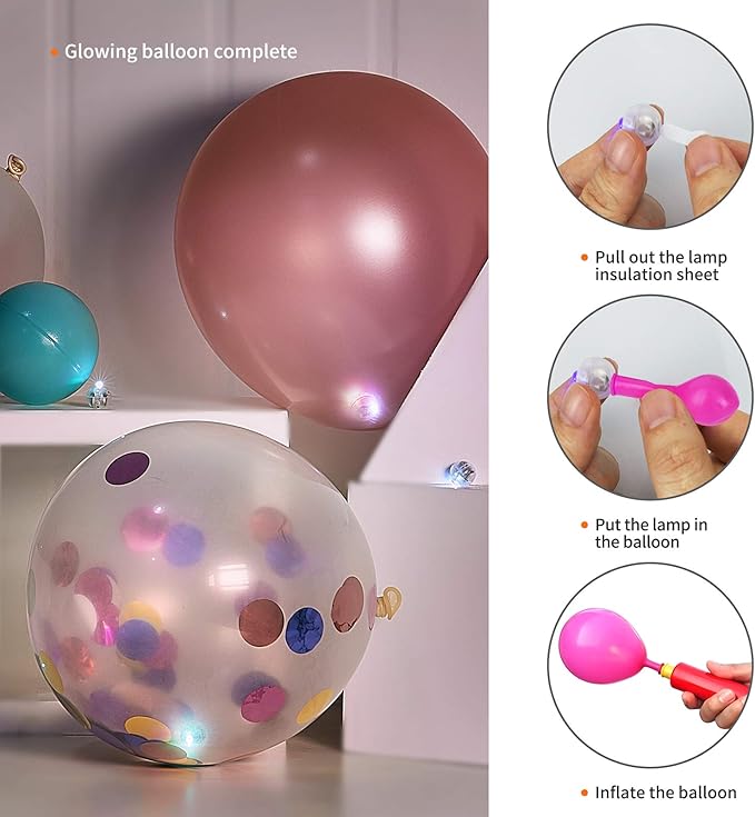 Aogist 100pcs Balloon Lights,Long Standby Time Waterproof Twinkle Mini Light,Battery Powered,Round LED Ball Lamp for Balloon Paper Lantern Party Wedding Christmas Halloween Decorative,White-Flash
