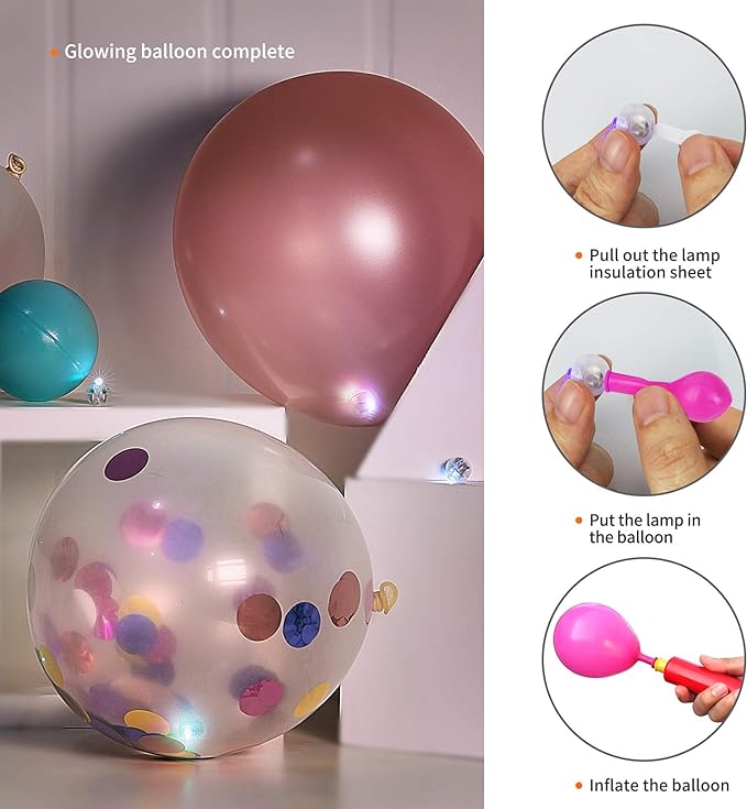 Aogist 100pcs 10-Colors Mini Lights,Long Standby Time Waterproof LED Balloon Light,Battery Powered,Ball Lamp for Balloon Paper Lantern Birthday Party Christmas Halloween
