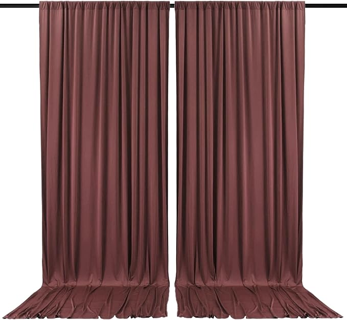 2 Panels Red Brown Backdrop Curtain, 10 x 10 Feet Satin Background Curtains for Parties, Weddings, Baby Showers, Halloween, Christmas Birthday Party Photoshoot Backdrop Curtains Decorations