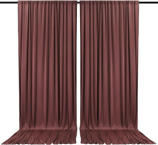 2 Panels Red Brown Backdrop Curtain, 10 x 10 Feet Satin Background Curtains for Parties, Weddings, Baby Showers, Halloween, Christmas Birthday Party Photoshoot Backdrop Curtains Decorations