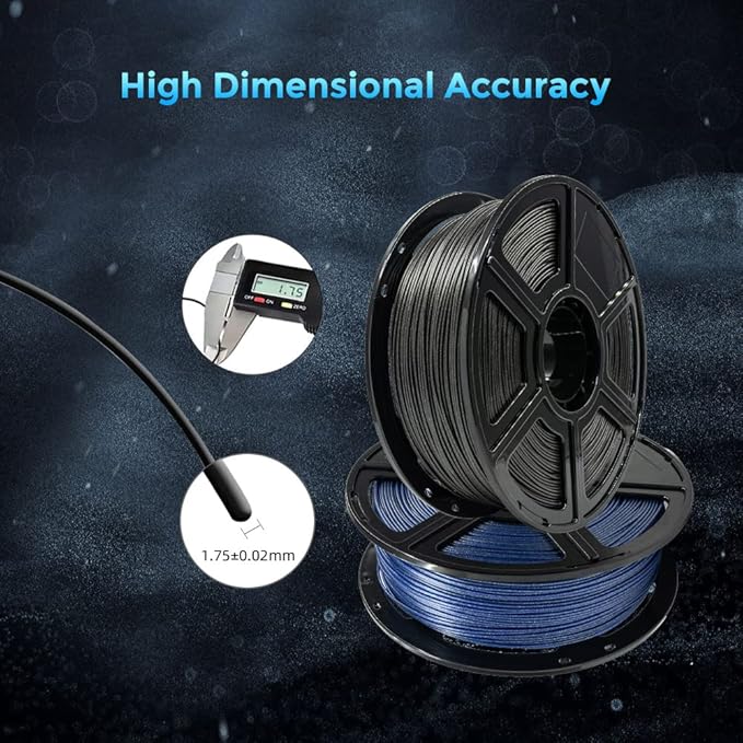 FLASHFORGE 3D Printer Filament, PLA Galaxy Filament 1.75mm, 1KG Spool (2.2lbs), Dimensional Accuracy +/- 0.02mm for FDM 3D Printers, Better Tenacity & No Knotting (Black)