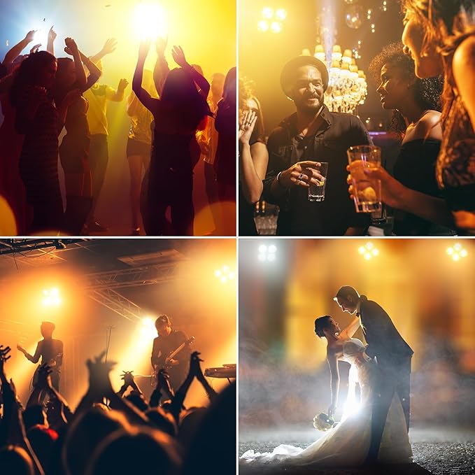 Stage Lights, 4X100W COB Spotlight LED Par Can Retro Lights, 2 in 1 Cool White & Warm White DMX512 Sound Activated Blinder Uplights for Events Parties Wedding Church Concert Studio Show Dance - 1Pack