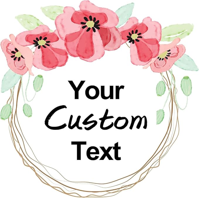 Premium Custom Stickers Labels - Personalized Stickers for Businesses Logo and Name. Birthday Pets and Label Product Boxes Wedding Favors Waterproof Labels (wreath 17, 4 inch)