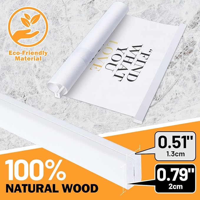 36x24 36x48 36x12 Poster Frame, Magnetic Light Wood Wooden Frame Hanger for Photo Picutre Canvas Artwork Art Print Wall Hanging (1 Pack, 36", White)