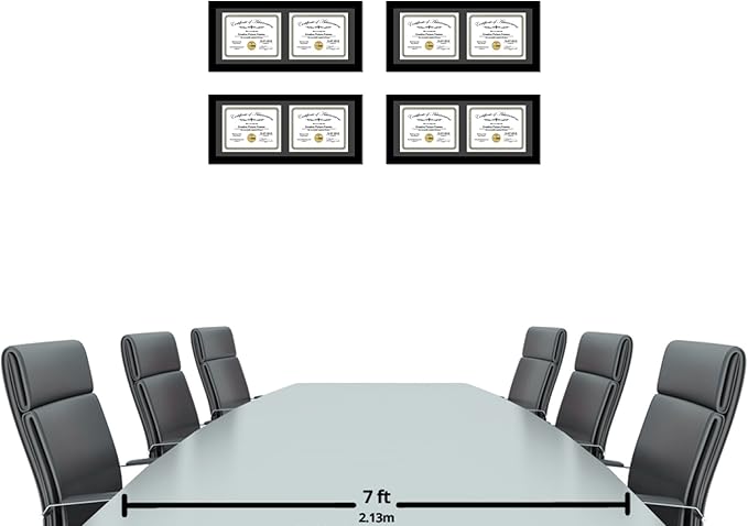 Creative Picture Frames 10X24Bk-B Black Horizontal Double Diploma Frame With 2 Opening Black Mat, Holds 2-8.5 By 11-Inch Documents With Wall Hanger