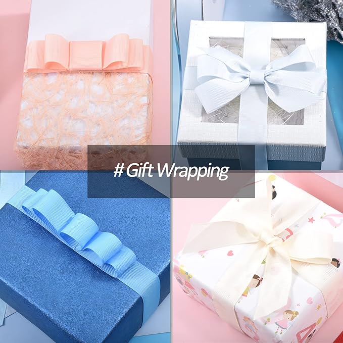 5/8" X 50 Yards White Grosgrain Ribbon, Premium Grosgrain Ribbon for Sewing, Gift Wrapping, Bow Making, Wedding Decor, Wrapping and More (White)