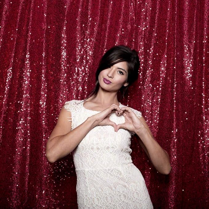 JYFLZQ Burgundy Sequin Backdrop Curtains 6ft x 8ft 1 Panel Glitter Photo Booth Backdrops Sparkly Photography Background Drapes for Parties Wedding Bridal Showers