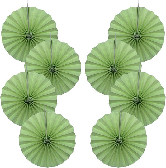 Green Hanging Paper Fans,12in,30 Color,DIY Set,Light Green,Military Theme,Birthday Occasion