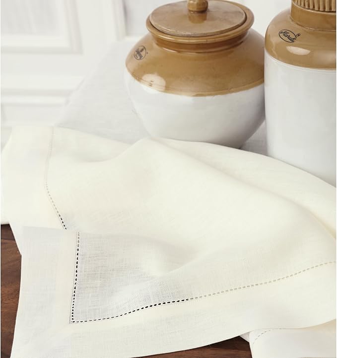 Solino Home Linen Ivory Table Runner 90 Inches Long - 100% Pure Linen Hemstitch 14 x 90 Inch Table Runner for Dining, Fall, Autumn, Thanksgiving, Christmas, Holiday - Classic Hemstitch