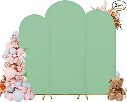 Wedding Arch Covers Arch Backdrop Cover Arch Stand Covers 7.2FT 6.6FT 6FT Set of 3 Arch Cover Spandex Fabric Stretchy Backdrop for Wedding Birthday Party Decoration Baby Shower (Mint Green)