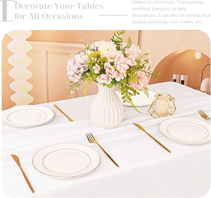 Velvet Table Runner 20 x 120 Inches 10ft Luxurious Thick Soft Velvet Christmas Thanksgiving Wedding Reception Table Runner for Party Reception Decorations(Ivory, 1 Pack)