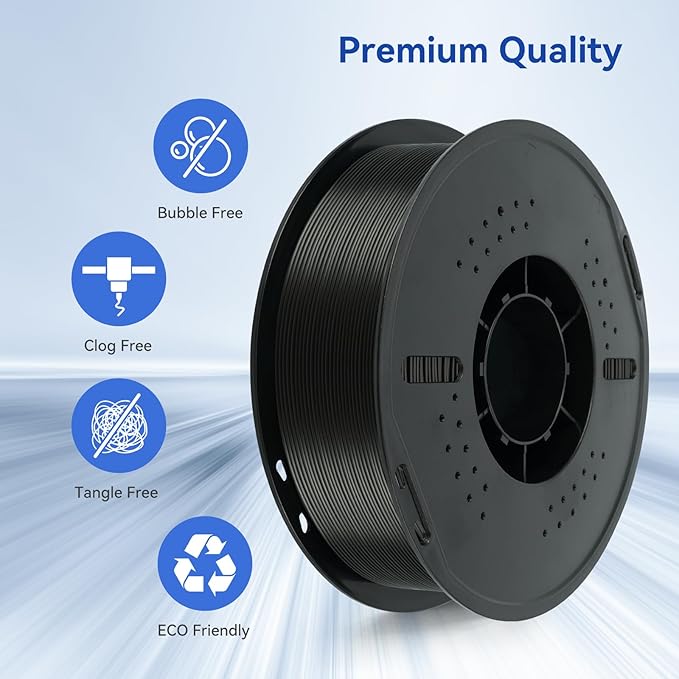 Kingroon 10KG Black PLA Filament 1.75mm 3D Printer Filament Pla Filament Dimensional Accuracy +/- 0.02mm, Fit Most FDM Printer, 1KG X 10 Spools