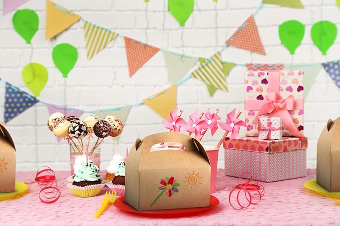ValBox Treat Boxes 30 Pack Brown Kraft Paper Gable Gift Boxes - Goodies Favor Box for Kids' Birthday Party, Wedding, Baby Shower, 6.2 x 3.5 x 3.5 Inches