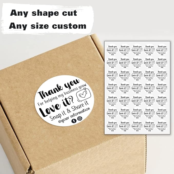 Custom Logo Stickers for Business, Personalised Logo Labels - Any Shape, Waterproof Vinyl Perfect for Branding & Packaging
