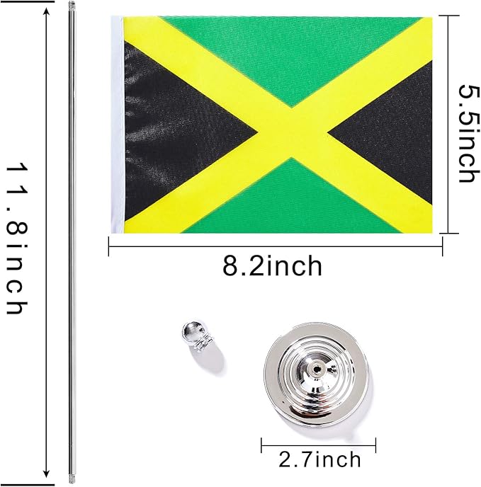 ZXvZYT 2 Pack Jamaica flag Jamaican Table Flag Small Mini Jamaican Desk Flags With Stand Base,International Festival Events Celebration Decorate,Home office Decorations