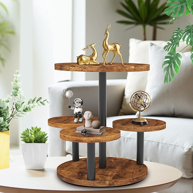 Cupcake Stand, 2 Pack Rotatable Cupcake Stand for 50 Cupcakes, Wood Cake Stand Cupcake Tower, Rustic Dessert Table Display Set Tiered Tray Stand, Round Serving Tray for Party Wedding Birthday