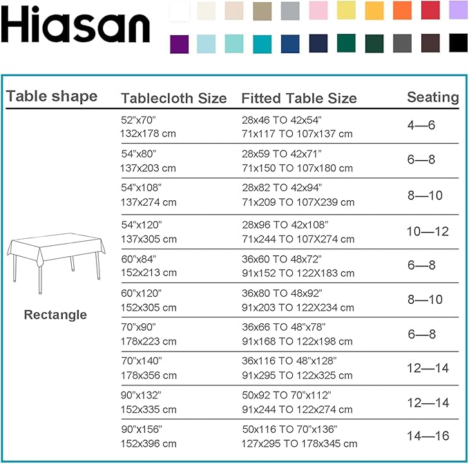 Hiasan Light Gray Rectangle Tablecloth - Waterproof Spillproof and Wrinkle Resistant Washable Polyester Table Cloth for Dining Party, 90 x 156 inch
