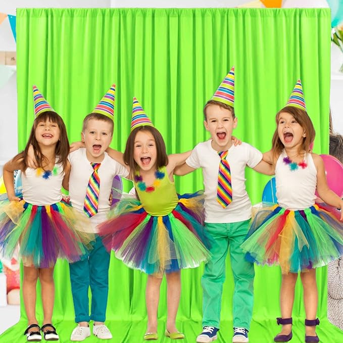 2 Panels Green Backdrop Curtain, 10 x 10 Feet Satin Background Curtains for Parties, Weddings, Baby Showers, Halloween, Christmas Birthday Party Photoshoot Backdrop Curtains Decorations