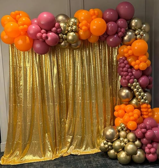 Gold Sequin Backdrop Curtain 8FTx8FT 1 Panel Sequin Backdrop Drape for Parties Glitter Photo Background for Wedding Baby Shower Christmas