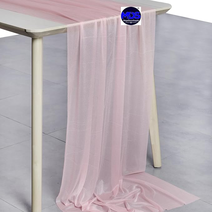MDS Halloween Chiffon Table Runner - 25 Pack, 29 x 170 Inches, 14ft Each - Sheer Spooky Table Runners for Haunted House Parties, Trick-or-Treat Tables, Witchy Décor, Wedding & Events - Blush Pink