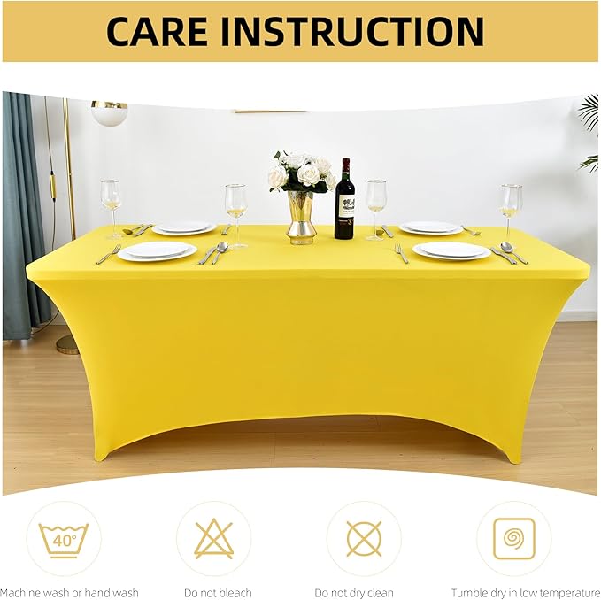 2-Pack 6ft Spandex Table Covers for Rectangle Standard Folding Tables - Wrinkle Resistant Stretch Tablecloths - Ultimate Fitted Table Protector for Parties, Trade Shows, Banquet