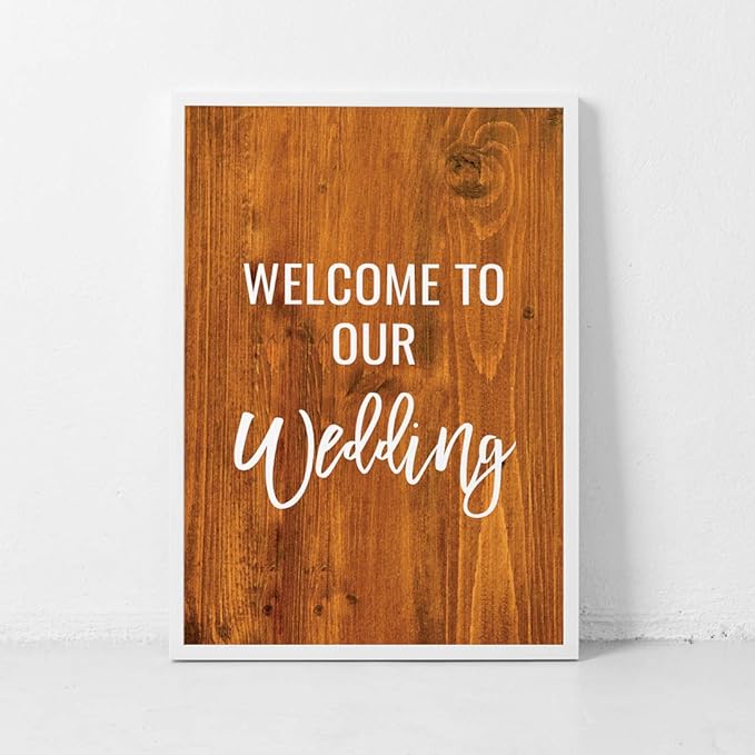 Andaz Press Extra Large Wedding Easel Board Party Sign, 12x18-inch, Rustic Barn Wood, Welcome to Our Wedding, 1-Pack