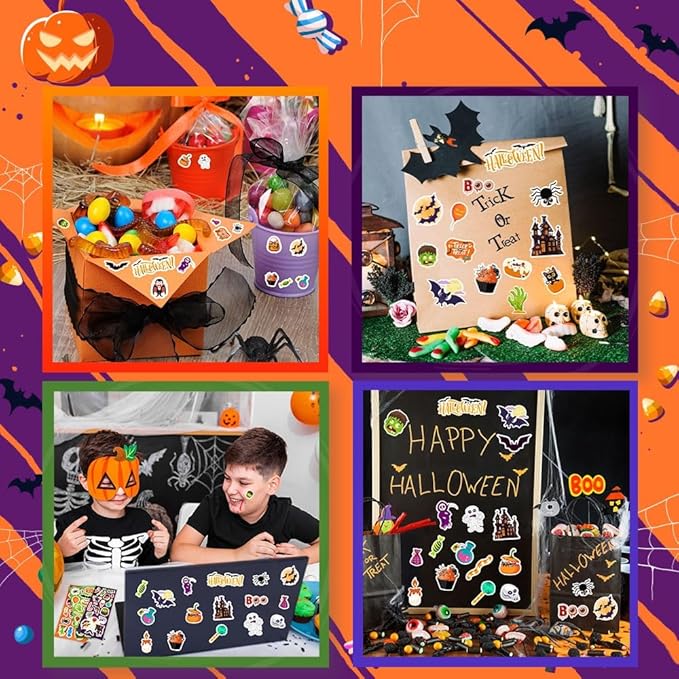 36 Sheets Halloween Stickers, Halloween Stickers for Kids Treat Bags Classroom Crafts Gifts Decorations, Halloween Party Favors, Trick or Treat Party Supplies
