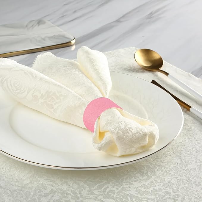 Germiwipe Paper Napkin Band Box of 500,Napkin Rings Self Adhesive,Silverware Wraps Bands (Pink, Pink-500pcs)