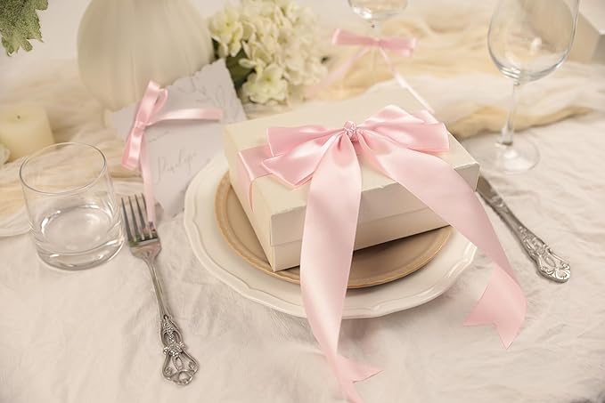 Baby Pink Satin Ribbon 1-1/2 inch X Continuous 50 Yards, Single Face Polyester Ribbon Perfect for Gift Wrapping, Flower Bouquet, Wedding Decor, Crafts, Bow Making, Sewing and More