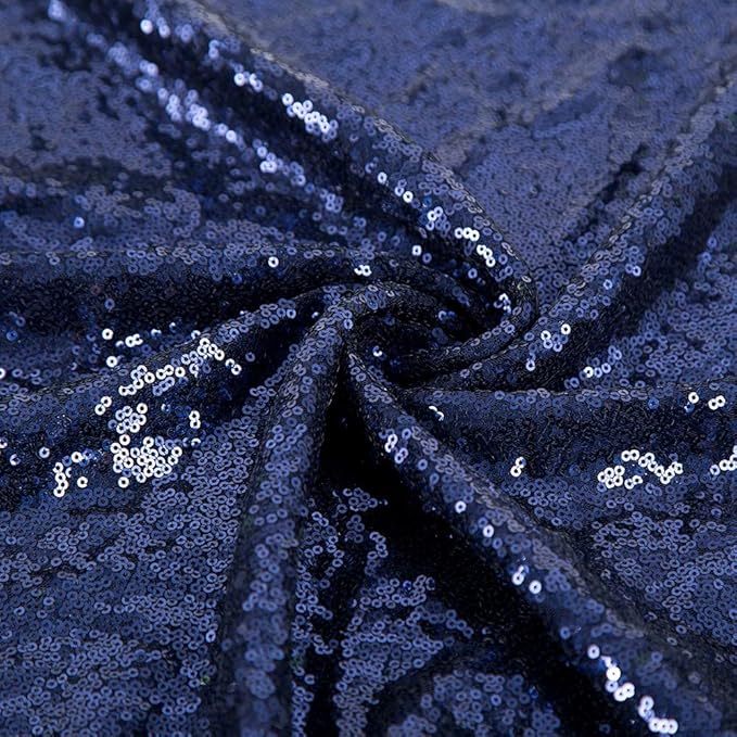 JYFLZQ Navy Blue Sequin Backdrop Curtains 7ft x 7ft 1 Panel Glitter Photo Booth Backdrops Sparkly Photography Background Drapes for Parties Wedding Bridal Showers
