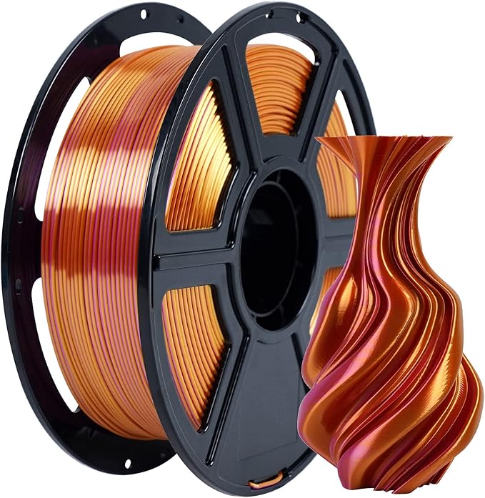 FLASHFORGE Silk Dual Color Filament, Gold and Rose 2 in 1 Coextrusion Silk PLA Filament 1.75mm, 3D Printer Filament Color Change 1kg(2.2lbs) Spool, Dimensional Accuracy +/- 0.02mm