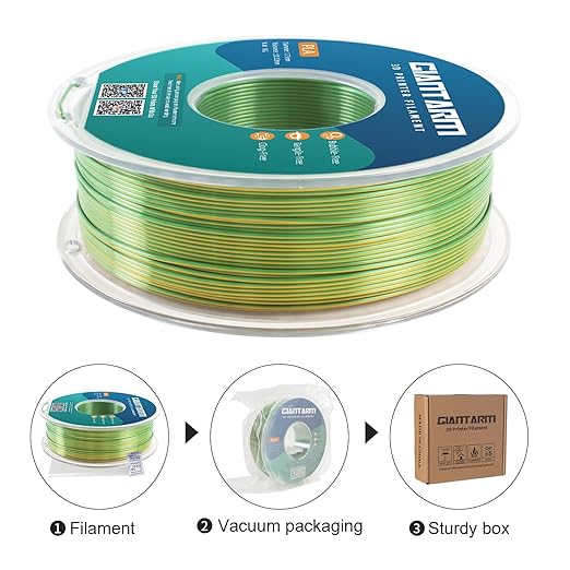 GIANTARM Dual Color PLA Filament, Silk PLA Filament 1.75mm +/-0.02mm,1KG Spool(2.2lbs) Vacuum Packaging, 3D Printing Filaments Fit Most FDM Printer