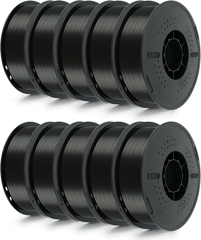 Kingroon 10KG Black PLA Filament 1.75mm 3D Printer Filament Pla Filament Dimensional Accuracy +/- 0.02mm, Fit Most FDM Printer, 1KG X 10 Spools