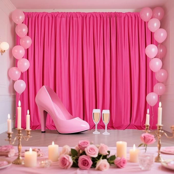 Sugargirl 10x10FT Fuschia Backdrop Curtains Polyester Photo Backdrop Drapes Curtains 2 Panels with Rod Pockets for Party Birthday Wedding Photography Home Decoration