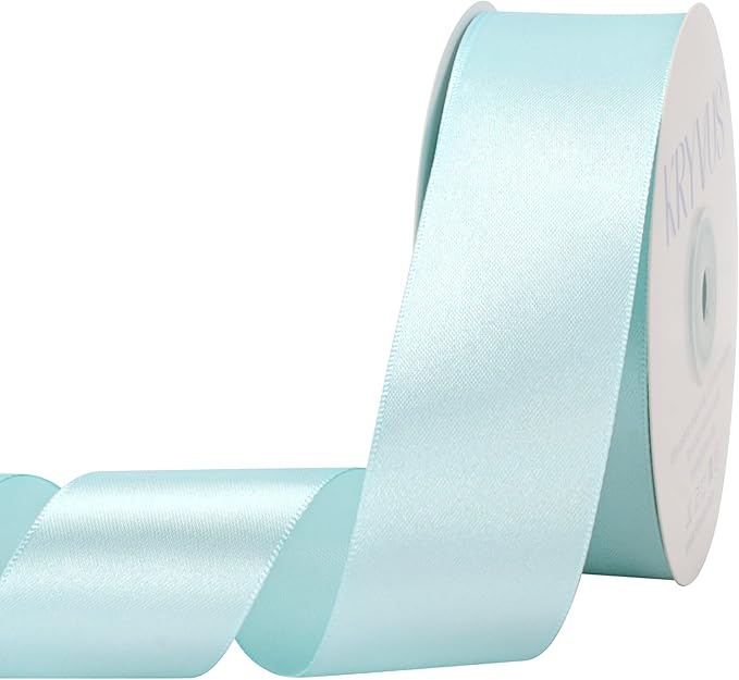 Light Blue Satin Ribbon 1-1/2 inch X Continuous 50 Yards, Single Face Polyester Ribbon Perfect for Gift Wrapping, Flower Bouquet, Wedding Decor, Crafts, Bow Making, Sewing and More