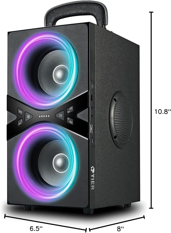 Bluetooth Speakers, Wireless TWS Portable Speaker with Lights,100dB Loud Subwoofer 80w(Peak) Stereo Sound, Bassup Technology, Long Playtime for Outdoor Party