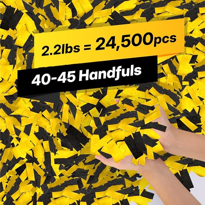 BLACK & GOLD Confetti Paper - BULK 2.2lbs | 1kg, Biodegradable Tissue Paper, Rainbow Light Weight, Non-Staining Paper, for Events, Crafts, Decorations