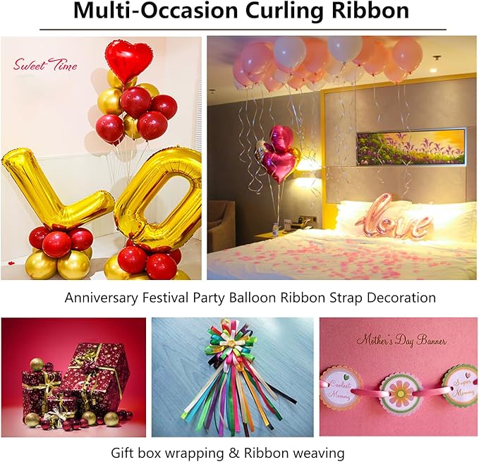 500 Yards Curling Ribbon-Balloon String for Birthday Gift Wrapping,Festival Party Decor,Ribbons & Bows for Christmas New Year Gifts Supplies (Black)