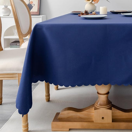 Rectangle Navy Tablecloth 60 x 84 Inch Polyester Fabric Washable Table Cloth Decorative Wrinkle Resistant Solid Color Table Cover for Kitchen Dinning Party Wedding Camping