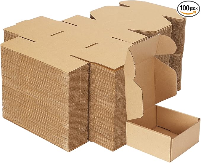 MEBRUDY 4x4x2 Inches Shipping Boxes Pack of 100, Small Corrugated Cardboard Box for Mailing Packing Literature Mailer