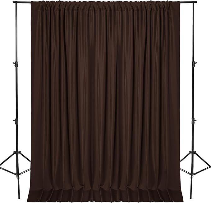 DWCN 10x7 FT Backdrop Curtains for Parties, Photography Backdrop Drapes with Rod Pockets for Wedding Decorations Stage Birthday Family Gatherings, 2 Panels 5ft x 7ft, Brown