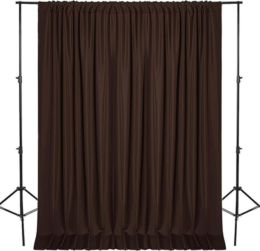 DWCN 10x8 FT Brown Backdrop Curtains for Parties, Photography Backdrop Drapes with Rod Pockets for Wedding Decorations Stage Birthday Family Gatherings, 2 Panels 5ft x 8ft