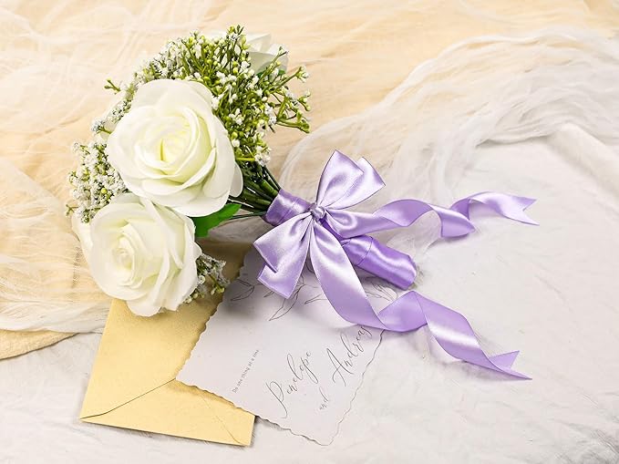 Light Purple Satin Ribbon 1 inch X Continuous 25 Yards, Single Face Polyester Ribbon Perfect for Gift Wrapping, Flower Bouquet, Wedding Decor, Crafts, Bow Making, Sewing and More